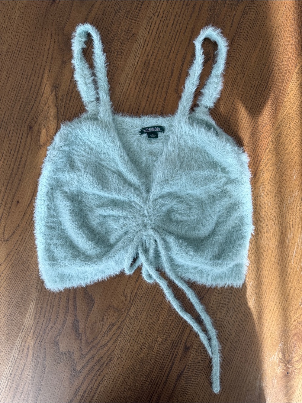 wild fable Fuzzy Mint Drawstring Crop Camisole